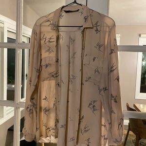 ZARA. size small. airy. linen-feel. pink/cream. bohemian.